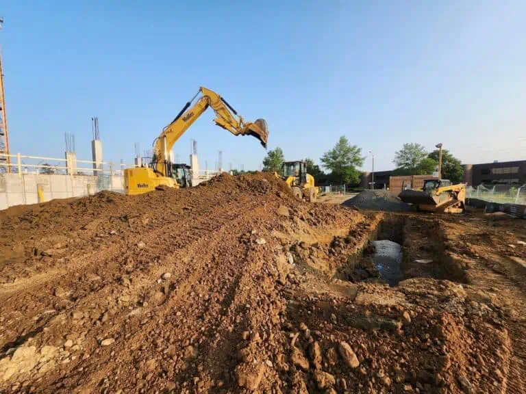 Excavator Digging a Trench for Stormwater Systems
