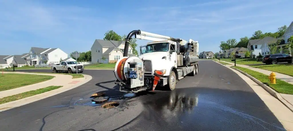 Jet Vac Truck cleaning a sewer