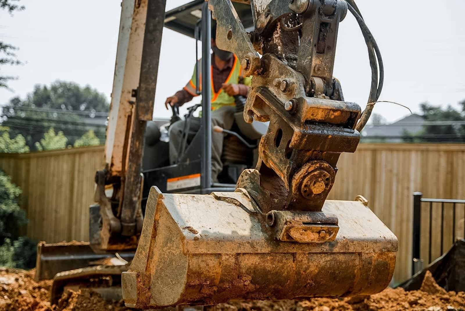 Data Center Site Development Concept. Excavator diffing. 