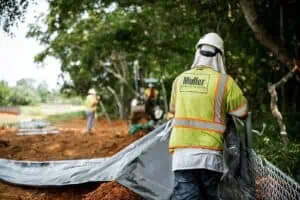 Man Installing Silt Fence