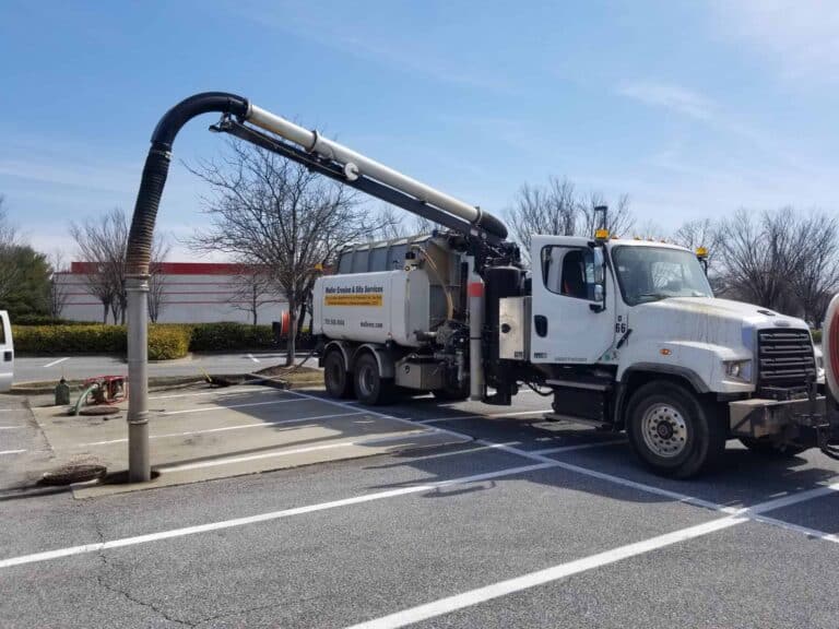 Muller Hydro Jetter Truck Hydro Jetting a Sanitary Sewer