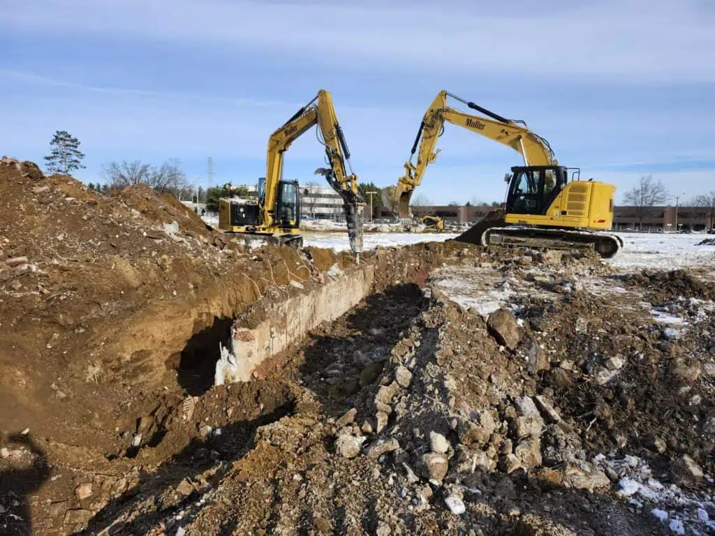 Two Excavators Working