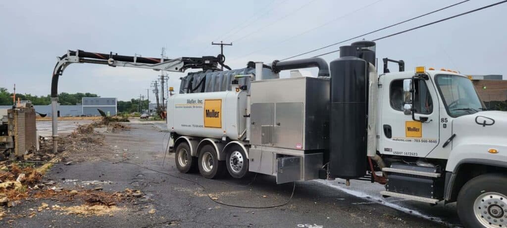 White Muller Inc. truck to represent hydro excavation services