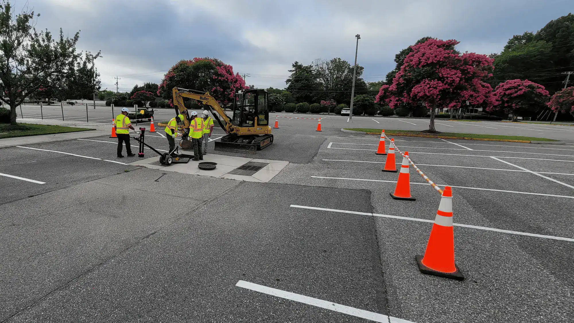 Crews peforming maintenance on stormwater filters in Henrico County, Virginia