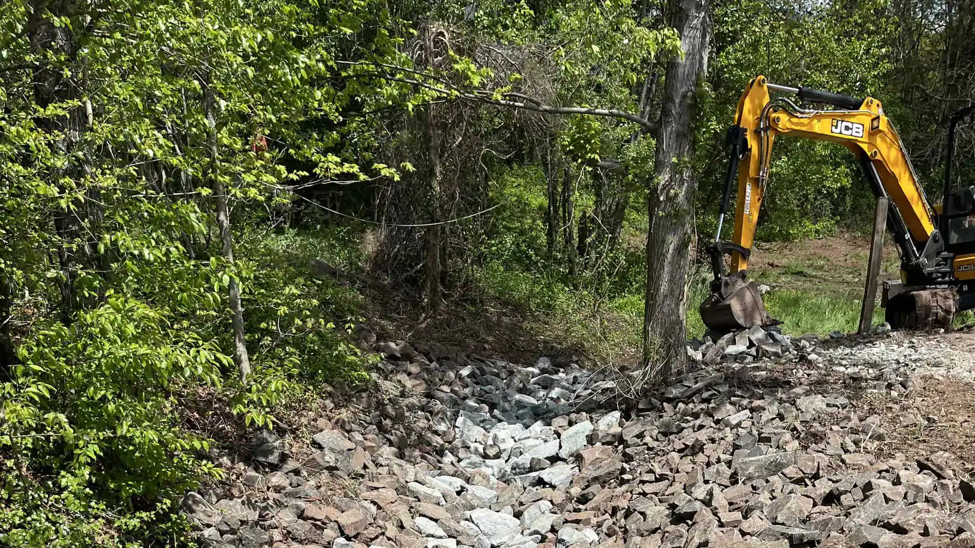 Maintenance of rip rap swale in Manassas, Virginia
